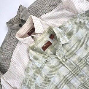 Bob Timbelake Mens L Button Up Shirts 3 Plaid Long Sleeve Outdoor Hiking Lot